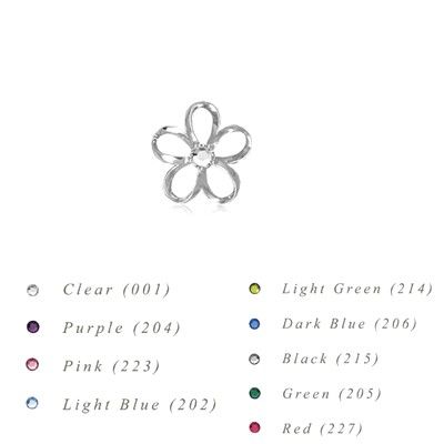 Sterling Silver 10MM Hawaiian Plumeria with Swarovski Crystal Pendant