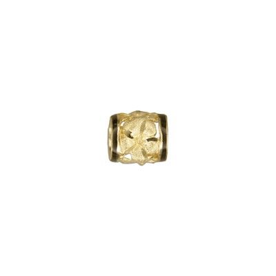 14kt Yellow Gold Hawaiian Sanded Plumeria Lucky Barrel with Black Border Pendant (S) 